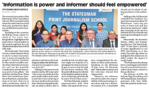 Newspaper clipping of the convocation of „The Statesman Print Journalism School“