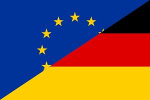 Kombinierte Flagge von Deutschland und der Europäischen Union.