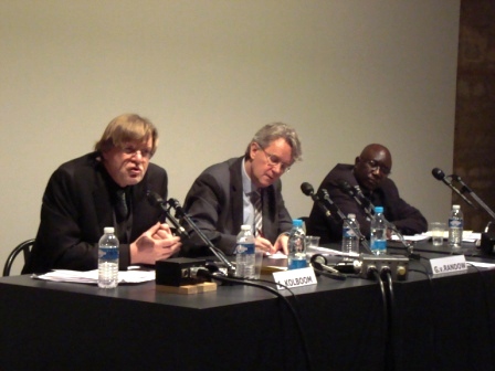 (von l. nach r.) Prof. Ingo Kolboom, Gero von Randow, Prof. Mamadou Diop