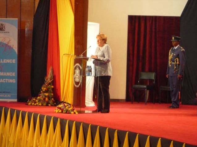 Bundeskanzlerin Dr. Angela Merkel ihrer einer Rede in der Universität Nairobi