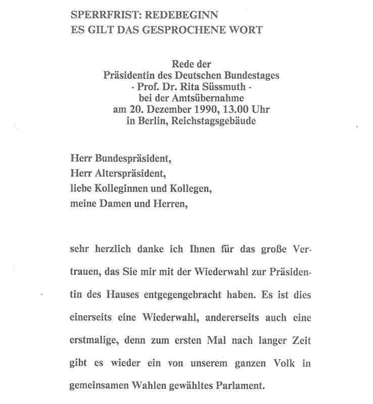 Rita Süssmuth - Rede Bundestagspräsidentin Rita Süssmuth - Rede Bundestagspräsidentin