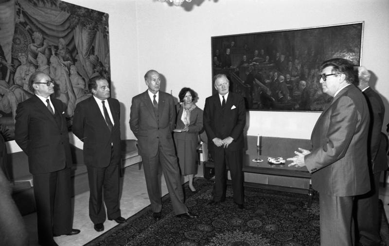 französische Parlamentarierdelegation, Valéry Giscard D´Estaing und Philipp Jenninger französische Parlamentarierdelegation, Valéry Giscard D´Estaing und Philipp Jenninger