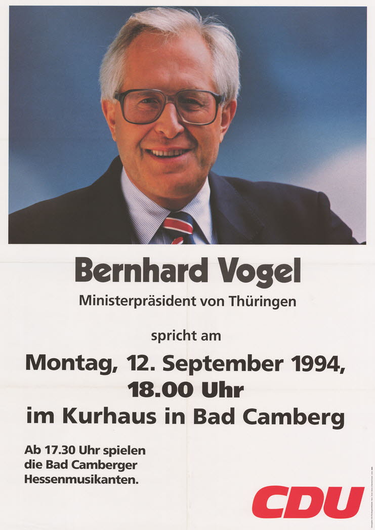 Bernhard Vogel, Wahlplakat 1994 Bernhard Vogel, Wahlplakat 1994