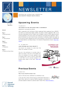 Konrad Adenauer Stiftung South Africa Office Newsletter Kas