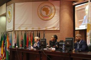 Hon Nadine Morano (Abgeordnete des Europäischen Parlaments), Ottilia Maunganidze (Institute for Security Studies und Sihle Mthiyane (Department of Home Affairs)