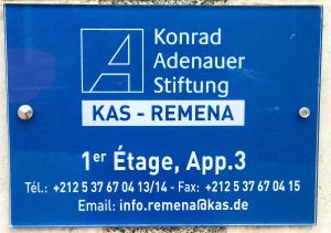 Door sign of KAS REMENA office in Rabat, Morocco