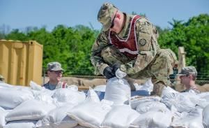 US National guard fighting against flood.