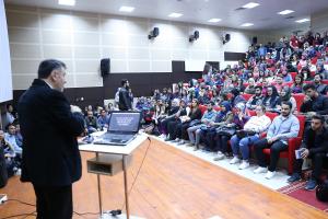 Prof. Dr. Nail Alkan, while giving a presentation at Gümüşhane University