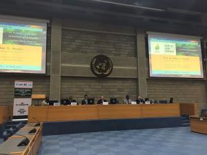 Arne Wulff, Director Rule of Law Programme for Sub-Saharan Africa of KAS (in the center), moderated the panel forum, which comprised the experts Prof. Rev. Aidan Msafiri (Climate Change Ambassador in Tanzania), Prof. Tumai Murombo (Director Mandela Institute, School of Law University of Witwatersrand, South Africa) and Hon. Eddie Cross (MP National Assembly, Republic of Zimbabwe).