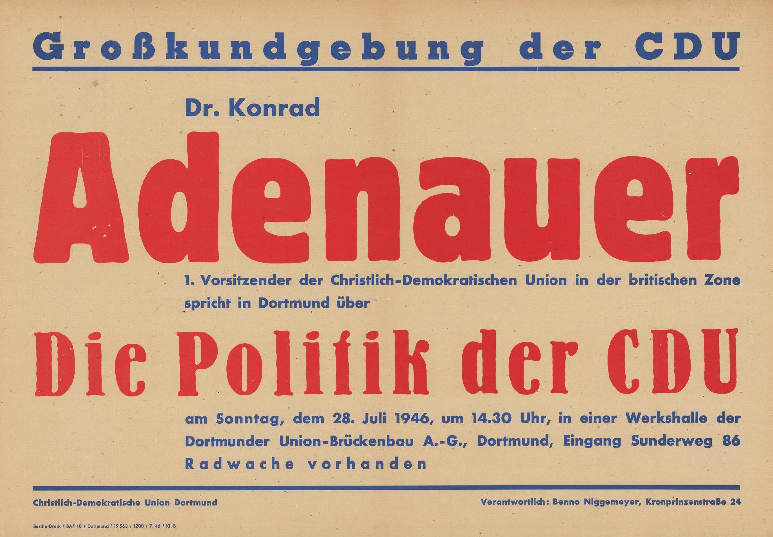 Arbeitsgemeinschaft Der CDU CSU Geschichte Der CDU Konrad Adenauer