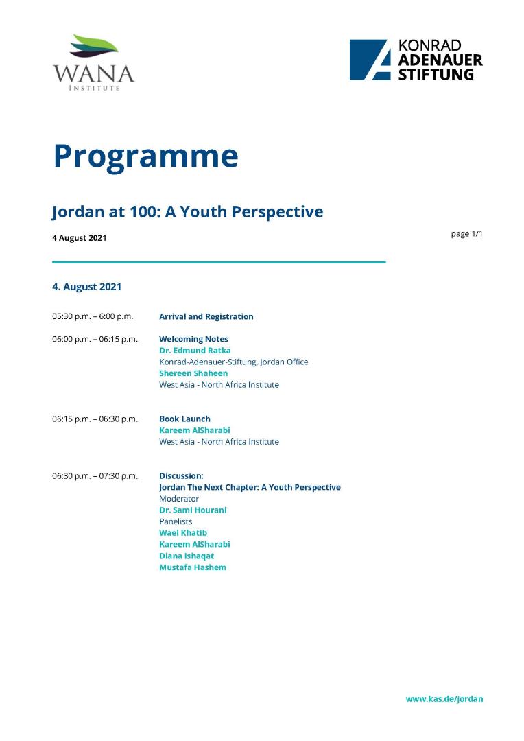 Jordan at 100-A Youth Perspective (Programme)