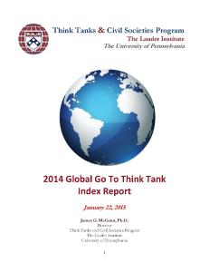 2014 Global Go To Think Tank Index Report