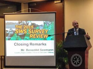 Benedikt Seemann, Country Representative of KAS gives the concluding remarks for the 2015 SWS Survey Review.