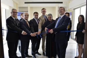 left to right: Jean Fahed, President of the Lebanese Supreme Court; Issam Sleiman, President of the Lebanese Constitutional Council; Toufic Noueiry,General Secretary of Beirut Bar Association; Christian Clags, German Ambassador; Msg. Guy Noujaim, Bishop; Peter Rimmele, Resident Representative of KAS in Beirut