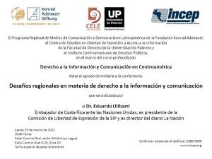 Invitación Desafíos regionales en matria de derecho a la información y comunicación (28 marzo 2012)