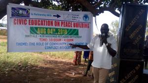 civic education awareness discussion on the role of community involvement in conflict resolution in Bweyale refugee settlement of Kiryadongo district in Western Uganda.