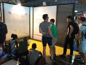 young student are visiting the Exhibition on the Founding Fathers at the Meeting´ Rimini