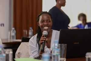 Participant during plenary discussion