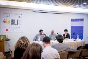 The Bearers of Laws and Policies: A Conversation with an Asylum Seeker and an Asylum Advocate in Israel\r\n(From Left to Right) - Mr. Habtom Mehari, PhD Candidate, Hebrew University of Jerusalem,\r\nProf. Tomer Broude, Hebrew University of Jerusalem, \r\nAdv. Anat Ben-Dor, Refugee Rights Clinic, Tel Aviv University