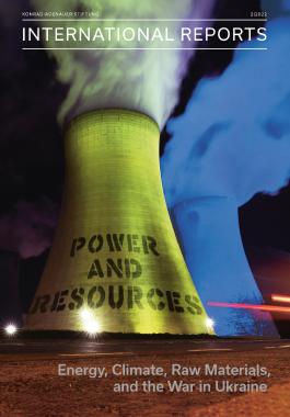 Two cooling towers of Drax Power Station in North Yorkshire, Great Britain, illuminated in the Ukrainian colours in April 2022.