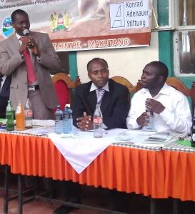 Deputy Governor of West Pokot Mr Mathew Tuitoek making his contribution during the launch of the EDE common framework