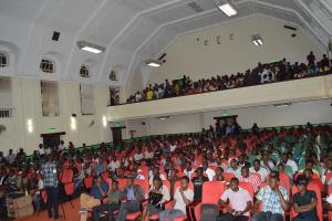 A filled-up Main Hall at Makerere University