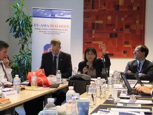 Panel with Mr. Joris van Etten (CDIA), Ms Mariko Sato (UN-Habitat) and Mr. Adam Szolyak (European Commission) (f.l.t.r.)