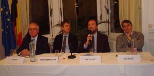 Der Deutsche Botschafter in Belgien, Dr. Eckart Cuntz, Servais Verherstraeten, Melchior Wathelet sowie Dr. Stefan Gehrold
