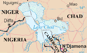 The map with the lake Chad on it