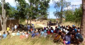 Participants at the community awareness campaign for women's land rights,in sub-Traditional Authority Daniel Gausi