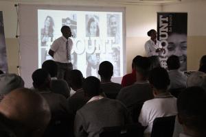 Zola as "Thandi" and Pule as "Sipho" were able to motivate the learners with a fascinating mix of entertainment and information.