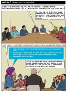 Activity 2-Comic illustrations in the Orientation Material for Customary Land Committees in Malawi