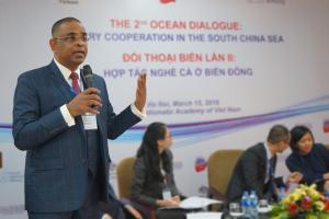 2nd Ocean Dialogue - Captain Martin A. Sebastian giving a presentation on the fishery situation in the South China Sea