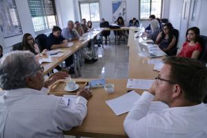 Guests at the press conference. Dr. Khalil Shikaki on the left. Bastian Schroeder on the right.