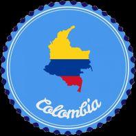 Länderumriss in Nationalfarben Kolumbiens