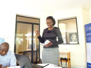 Elizabeth Gitari, Environmental Law and Policy, University of Nairobi during her presentation, "The context of legal framework in securing community land rights in Kenya- an overview."