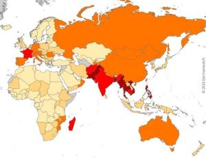 Globaler Klimawandelanfälligkeitsindex 2016 von Germanwatch