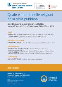 Poster der Veranstaltung "Welche Rolle für die Religionen im öffentlichen Bereich?".