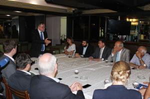 Peter Rimmele, head of the Beirut Office of the Konrad Adenauer Foundation addressing the German delegation as well as Lebanese politicians