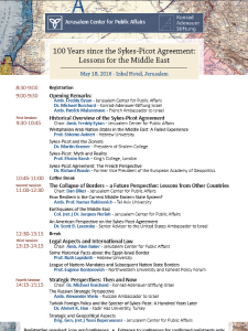 Conference Program: 100 Years since Sykes-Picot Agreement: Lessons for the Middle East