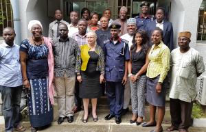 Participants of a roundtable discussion on the expectations of security agencies from the media and civil service organizations in elections gather on 11 November, 2014 in Abuja, Nigeria.