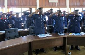 Teilnehmer des Trainings des NSCDC in Calabar im August 2014.