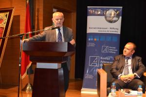 V .l.n.r: Dr. Helmut Reifeld (KAS Büroleiter Marokko), u. Khalid Trabelsi (Präsident des ONDE)