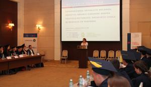 Natalia Corobca, Projektkoordinatorin KAS Chisinau, hält Ihre Abschlussrede im Rahmen der Politischen Akademie 2014.