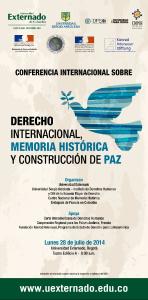Afiche Derecho internacional, memoria histórica y construcción de paz