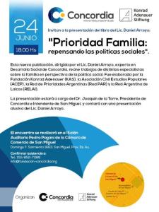 Flyer Buchpräsentation "Priorität Familie" in San Miguel