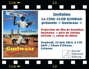 invitation au Ciné Club Konrad "Guelwaar"