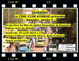 Einladung zum nächsten Ciné Club Konrad "Bamako, année 0"