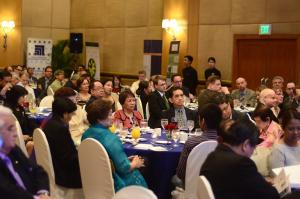 The crowd of 150 listens to the different speeches of the speakers