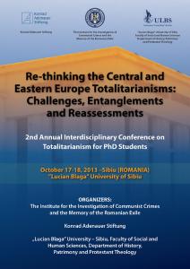 Flyer für den Workshop: "Re-thinking the Central and Eastern Europe Totalitarianisms: Challenges, Entanglements and Reassessments" an der ULBS in Sibiu